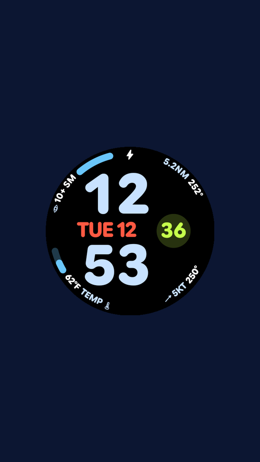 Digital watch face with multiple aviation complications